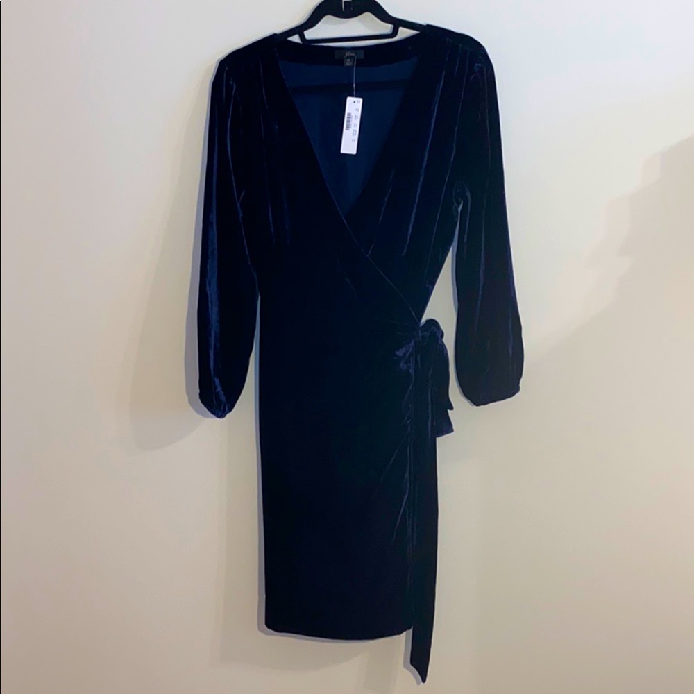 J.Crew Navy Velvet Wrap Dress